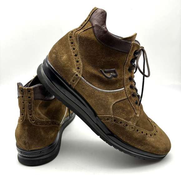 Barracuda 2120 Brown Suede Leather Wingtip Hightop Lace Up Oxfords Men US9B EU43 - Picture 1 of 16